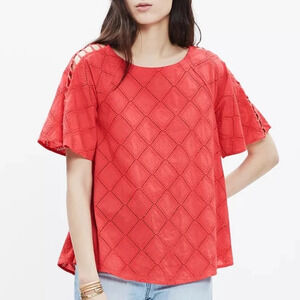 Madewell Embroidered Lattice Swing Top Sz M